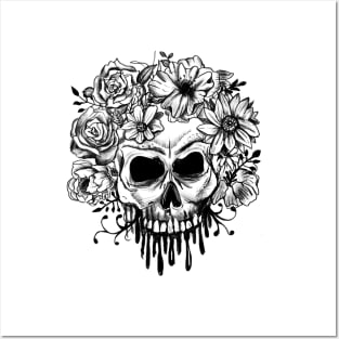 Skull & Flowers Gothic Grunge Punk Posters and Art